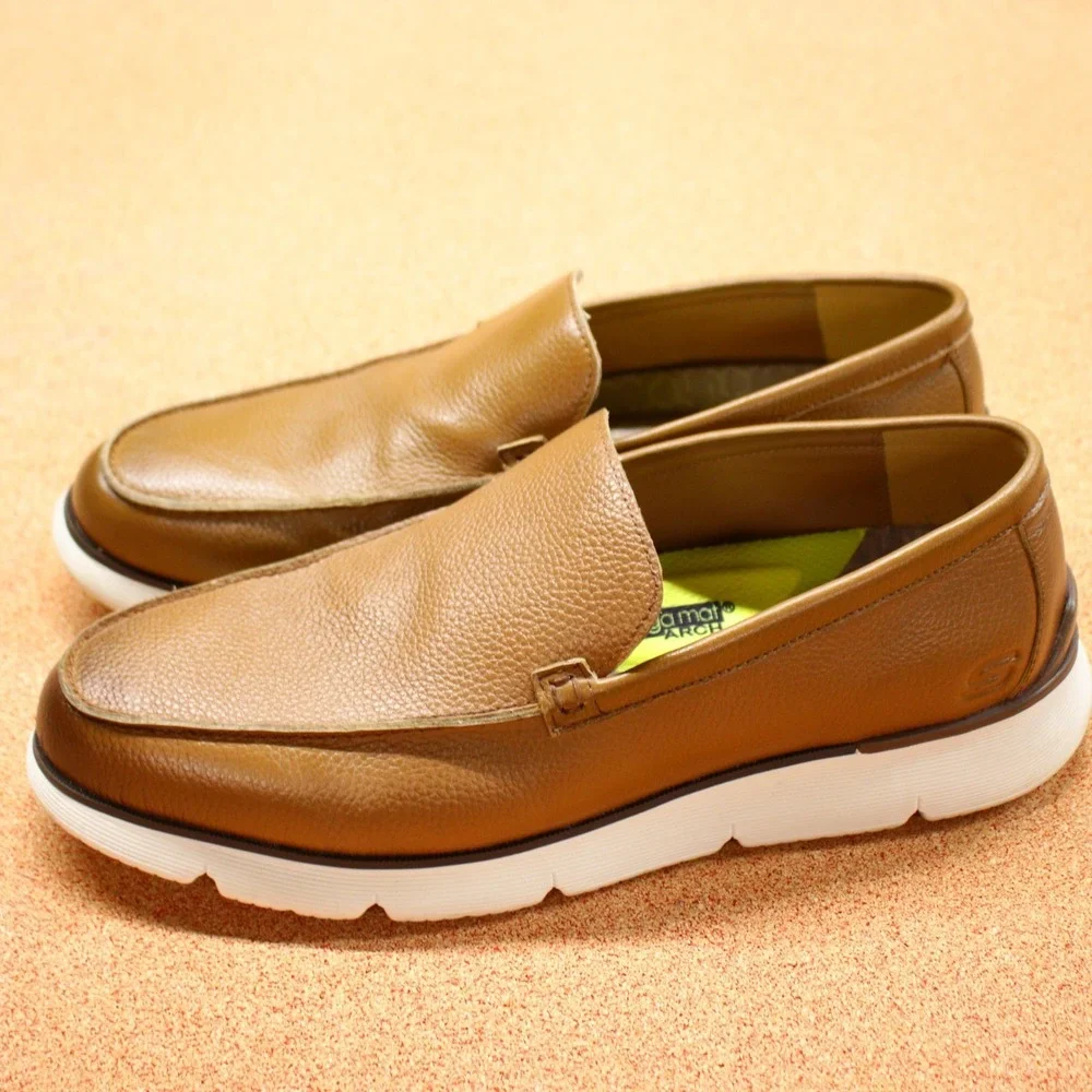 Skechers Slip On Shoes Loafers Goga Mat Memory Foam Comfort Mens Sz 13 Leather